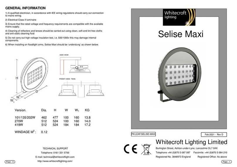 WHITECROFT LIGHTING Selise Maxi quick start guide