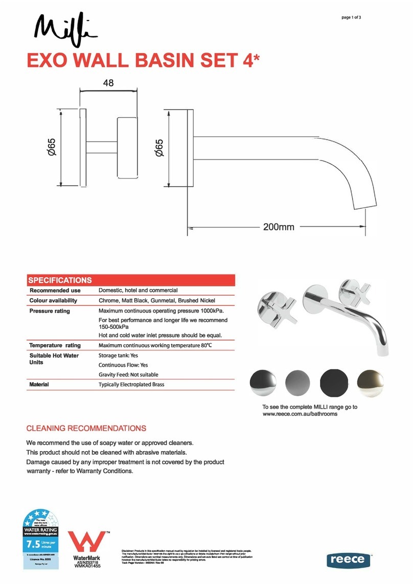 Reece Milli EXO WALL BASIN SET 4 User manual