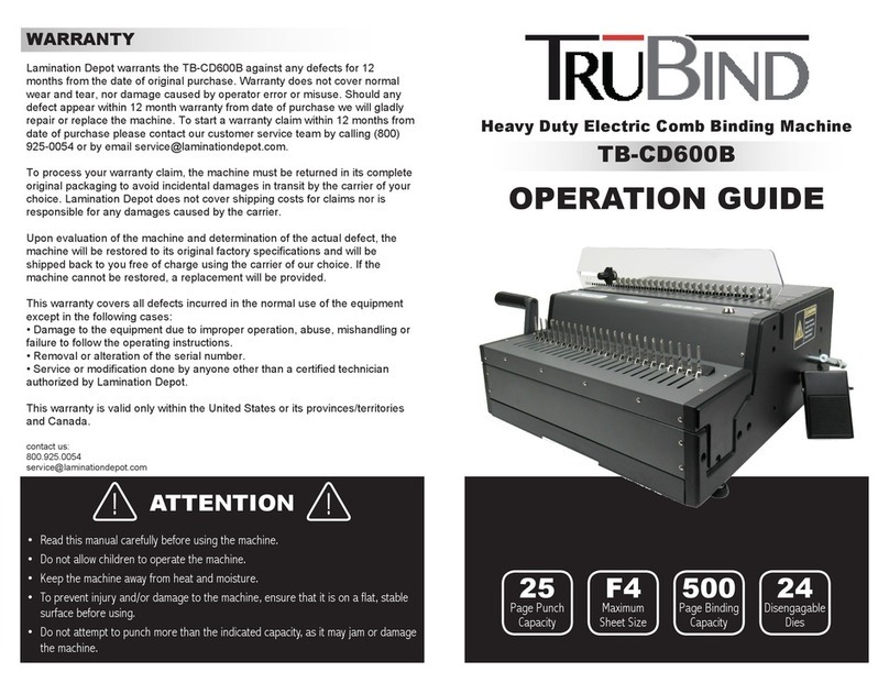 Lamination Depot TruBind TB-CD600B Operation guide