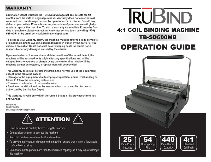 Lamination Depot TruBind TB-SD600MB Operation guide