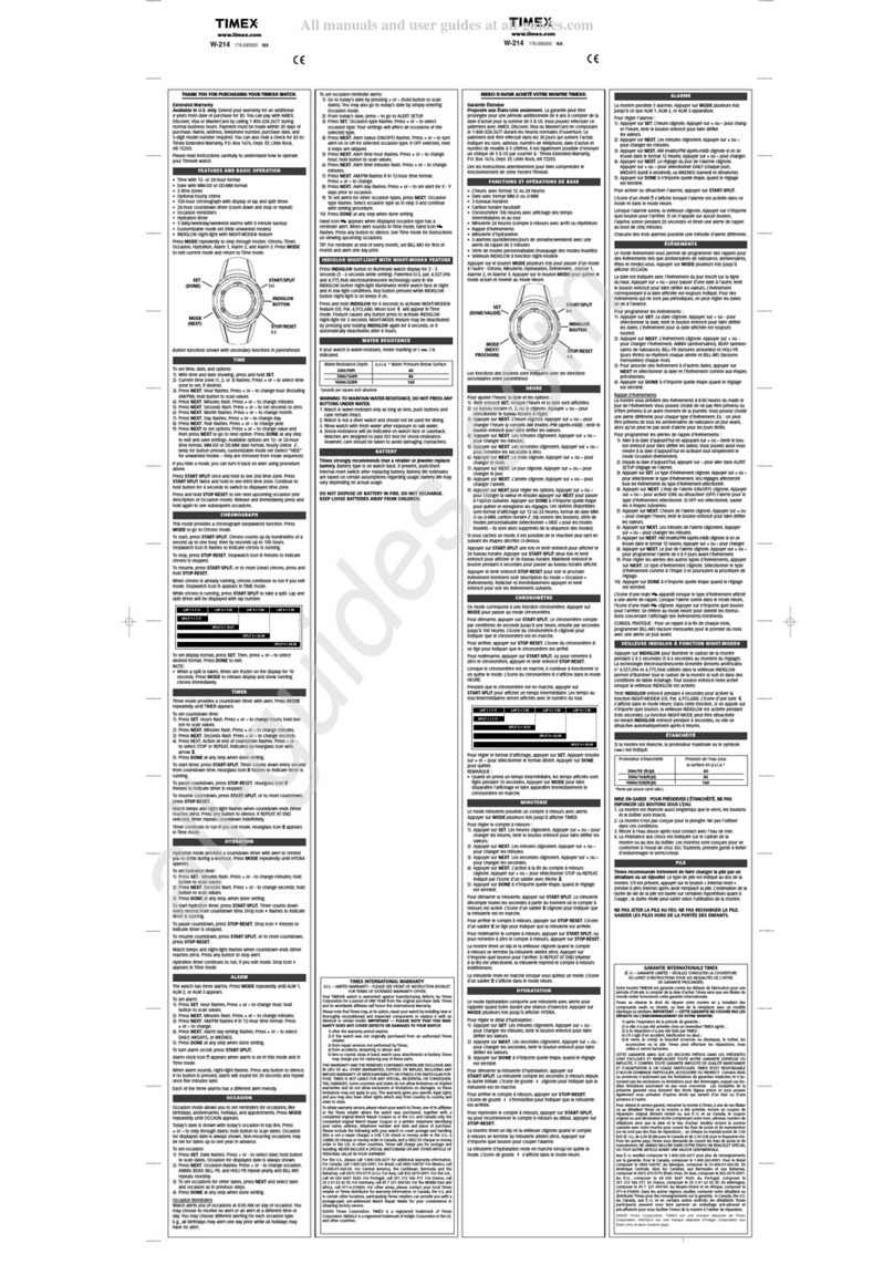 Timex W-214 User manual Timex W-214 User manual