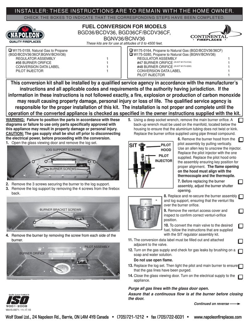 Napoleon CONTINENTAL W175-0159 User manual