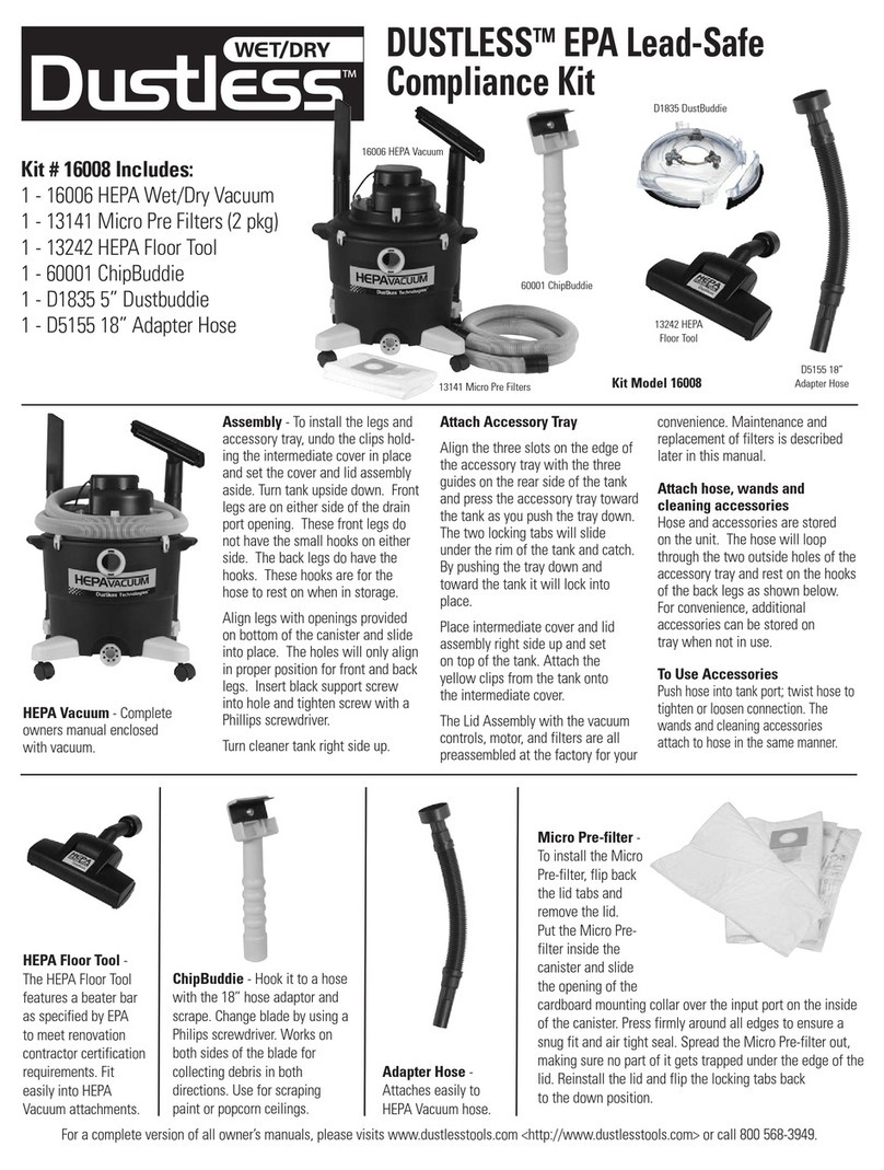 Dustless DustBudiie 16008 quick start guide Dustless DustBudiie 16008 quick start guide