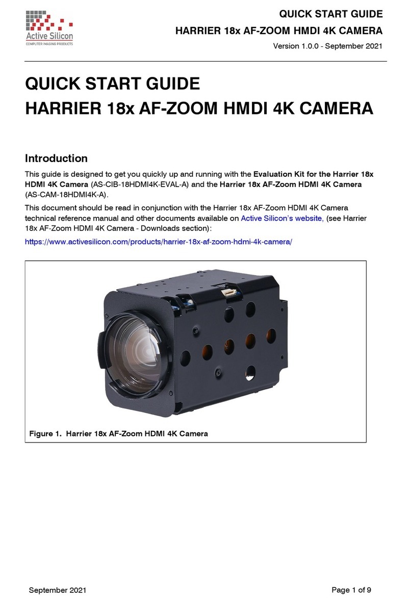 Active Silicon HARRIER 18x AF-ZOOM HMDI 4K CAMERA quick start guide Active Silicon HARRIER 18x AF-ZOOM HMDI 4K CAMERA quick start guide