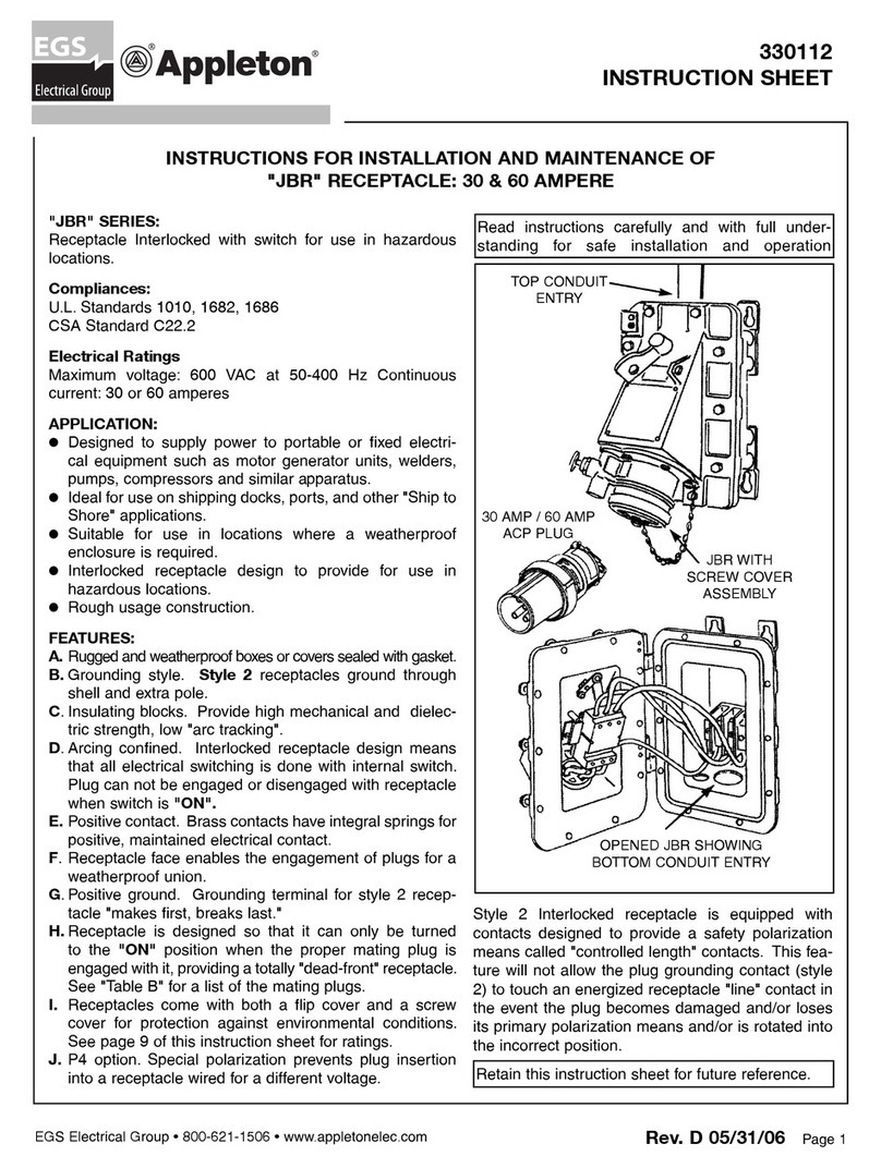 EGS Appleton JBR Series Instruction for installation and maintenance