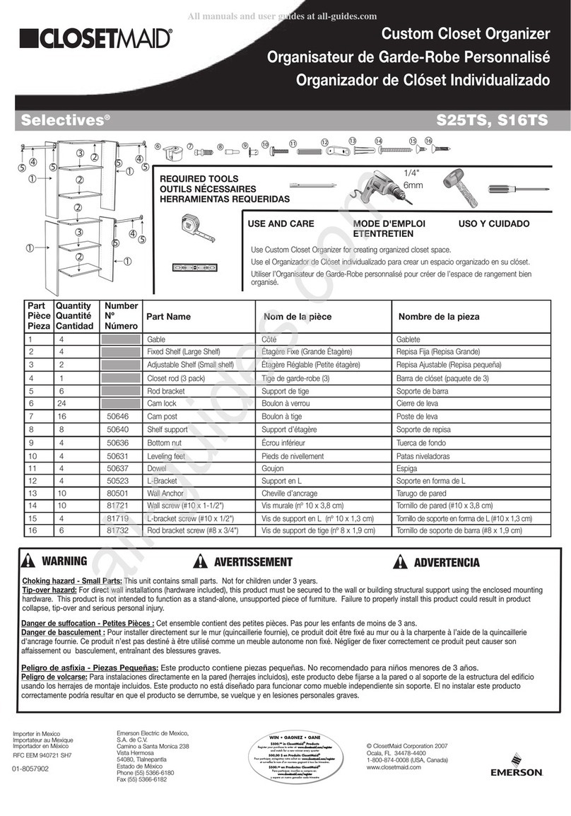 Closet Maid EMERSON S25TS User manual Closet Maid EMERSON S25TS User manual