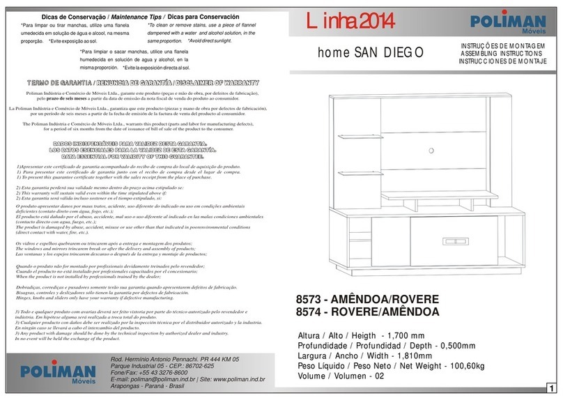 Poliman Moveis home SAN DIEGO 8573 Installation guide Poliman Moveis home SAN DIEGO 8573 Installation guide