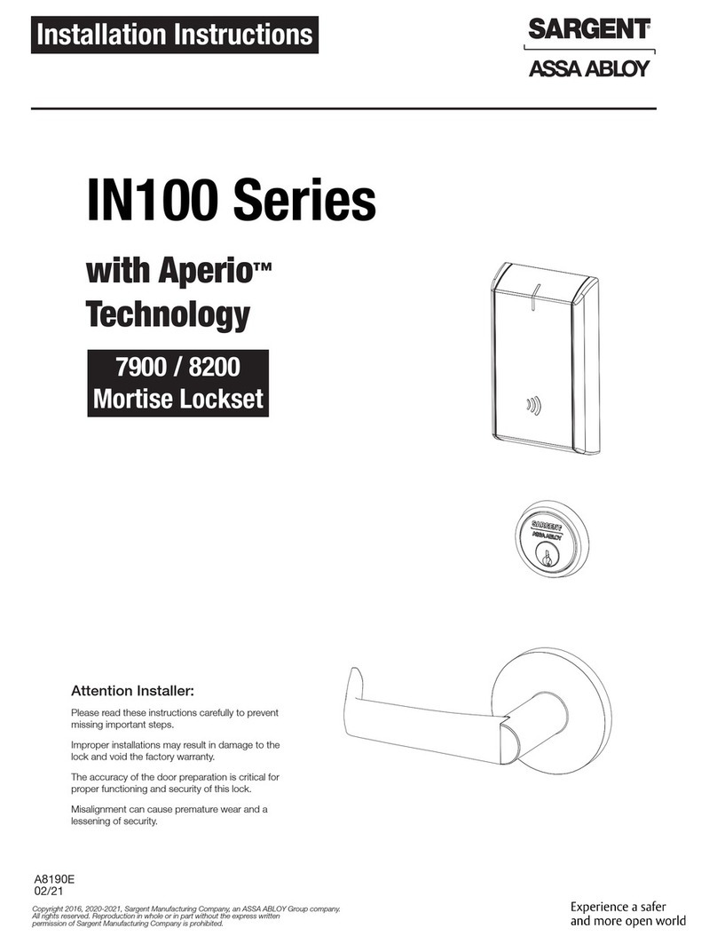 Sargent IN100 installation instructions