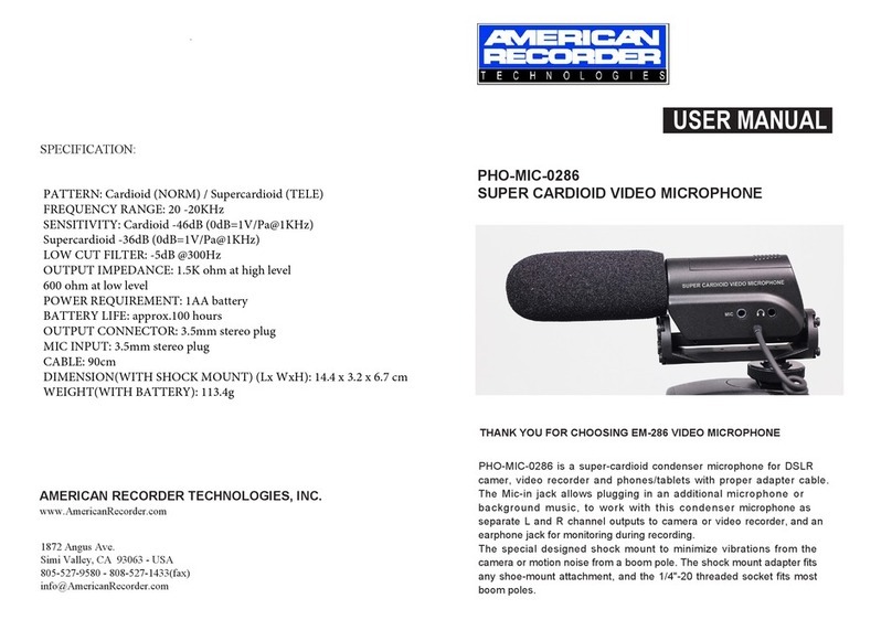 American Recorder PHO-MIC-0286 user manual
