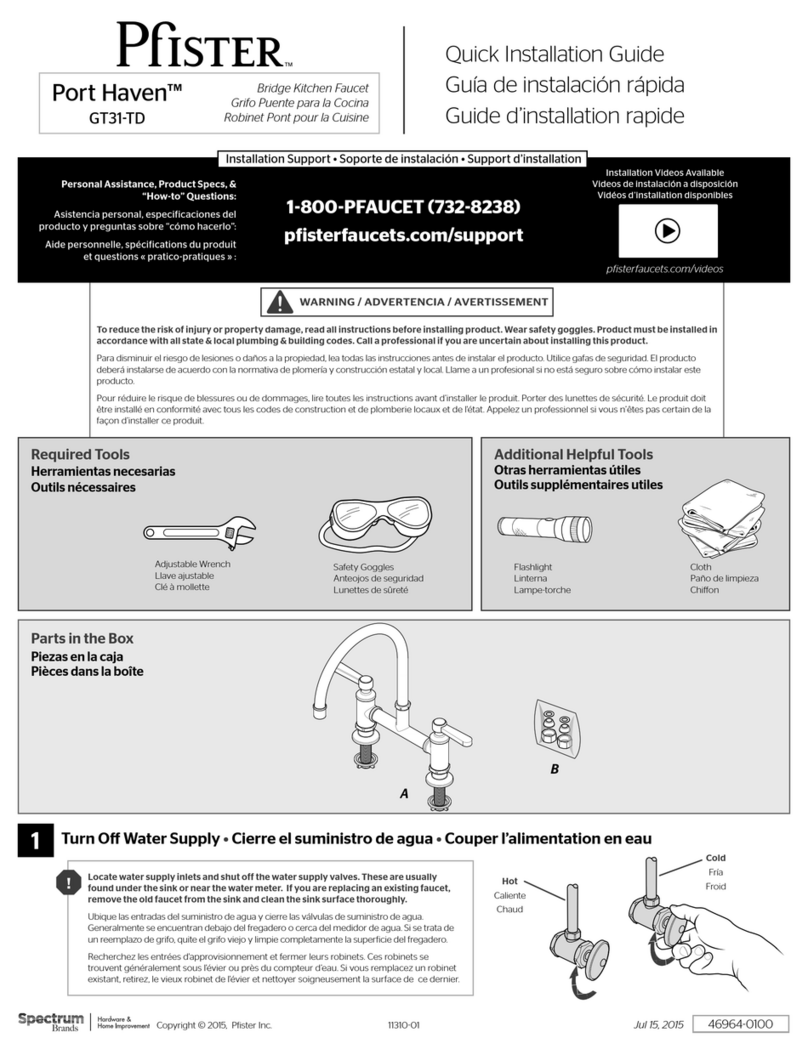 Pfister Port Haven GT31-TD User manual