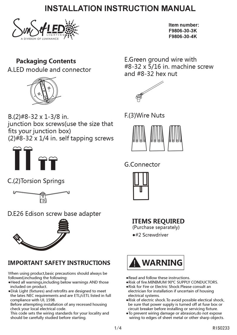 SUNSET F9806-30-3K Installation instructions manual