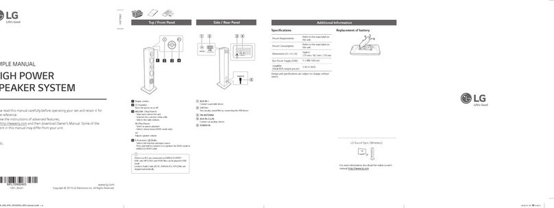 LG RL3 Specification sheet