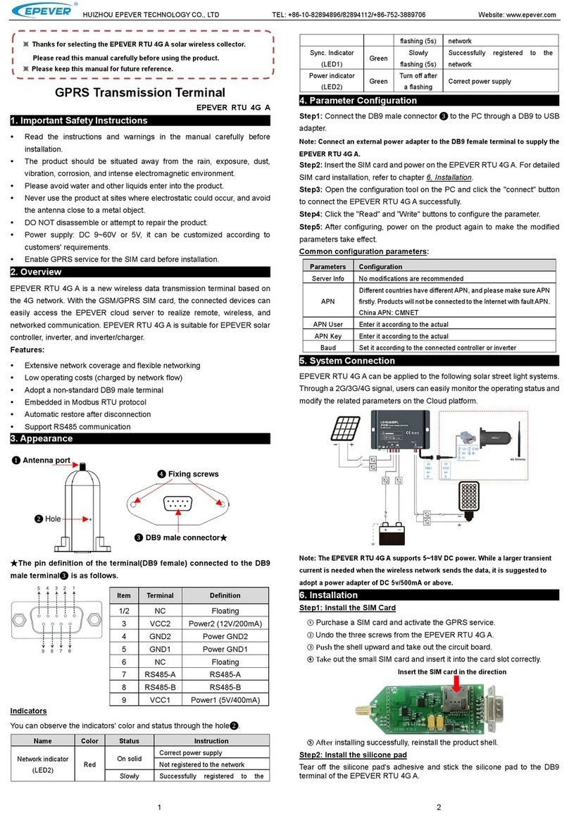 Epever RTU 4G A quick start guide