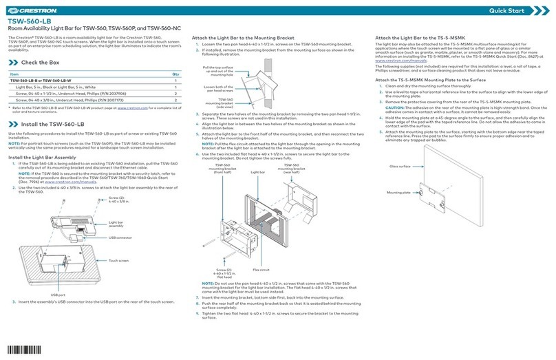 Crestron TSW-560-LB quick start