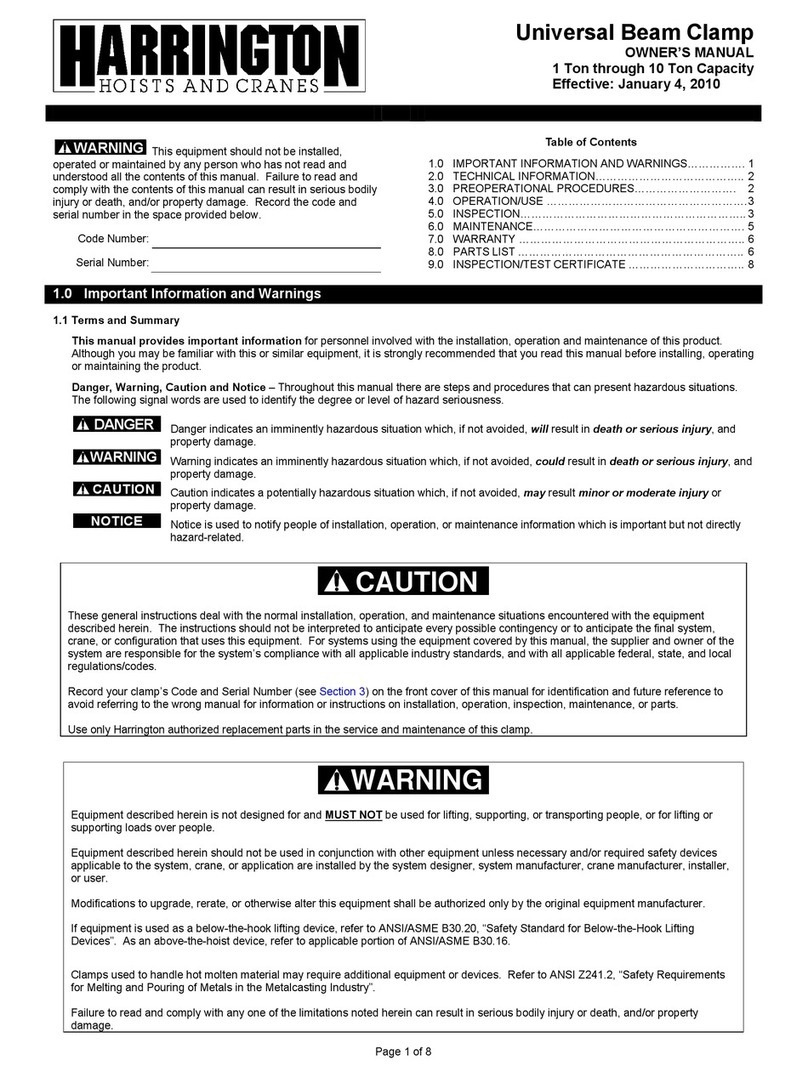 Harrington UBC010 owner's manual