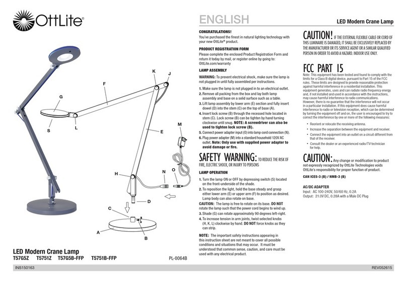 OttLite T57G5Z quick start guide