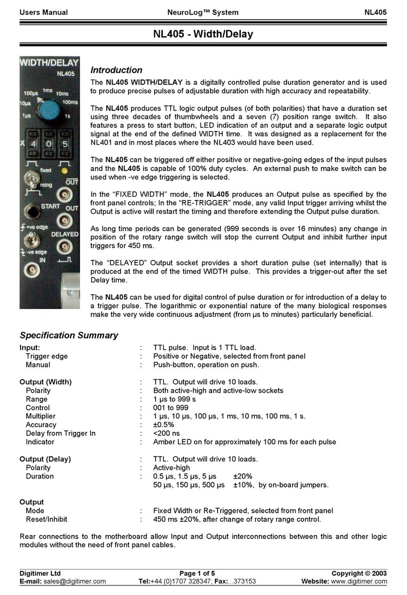 Digitimer NeuroLog NL405 Width/Delay user manual