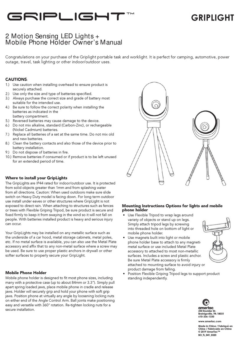 AmerTac GRIPLIGHT BL-GRIP3-CP owner's manual