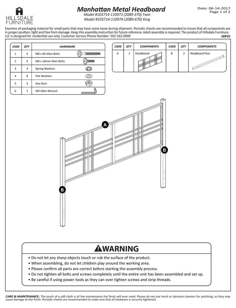 Hillsdale Furniture Manhattan 103714-110973 quick guide Hillsdale Furniture Manhattan 103714-110973 quick guide