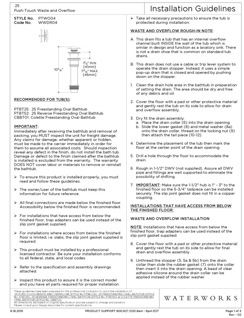 Waterworks PTWO04 Installation guidelines