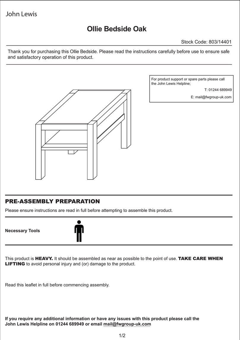 John Lewis Ollie Bedside 803/14401 Assembly instructions