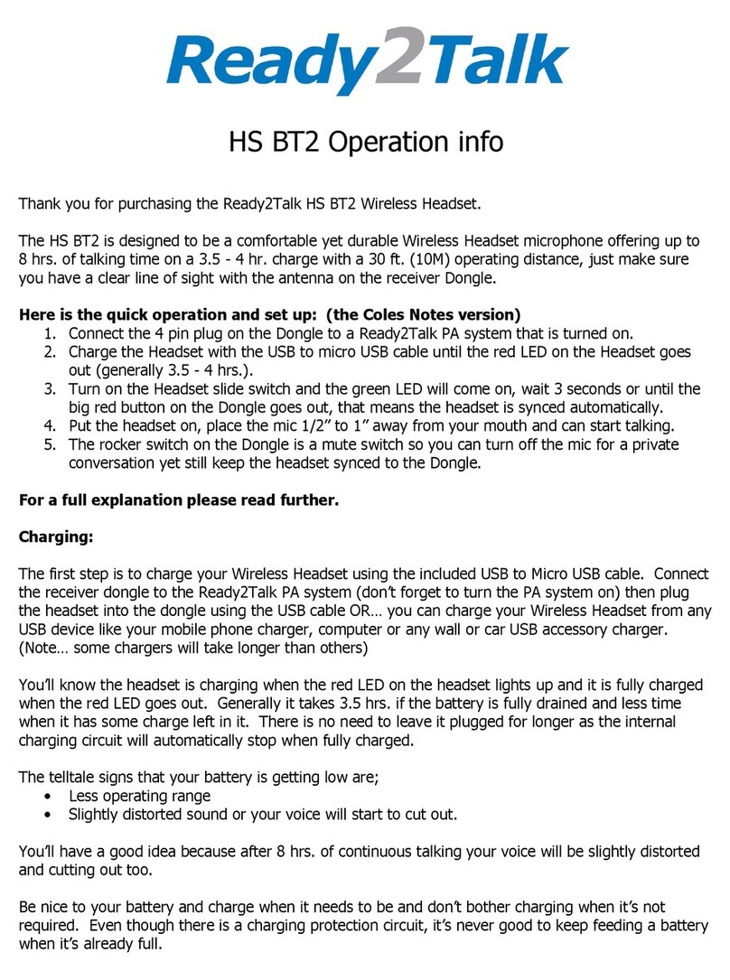 Ready2Talk HS BT2 Operation info