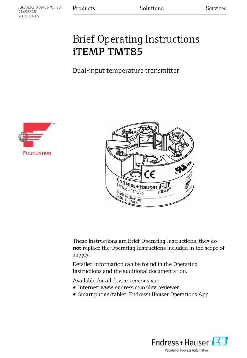 Endress+Hauser iTEMP TMT85 Brief operating instructions Endress+Hauser iTEMP TMT85 Brief operating instructions