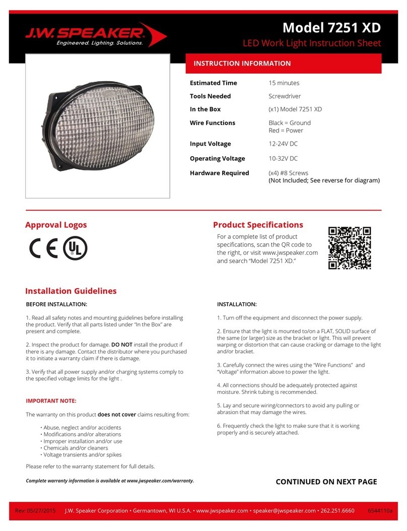 JW Speaker 7251 XD instruction sheet