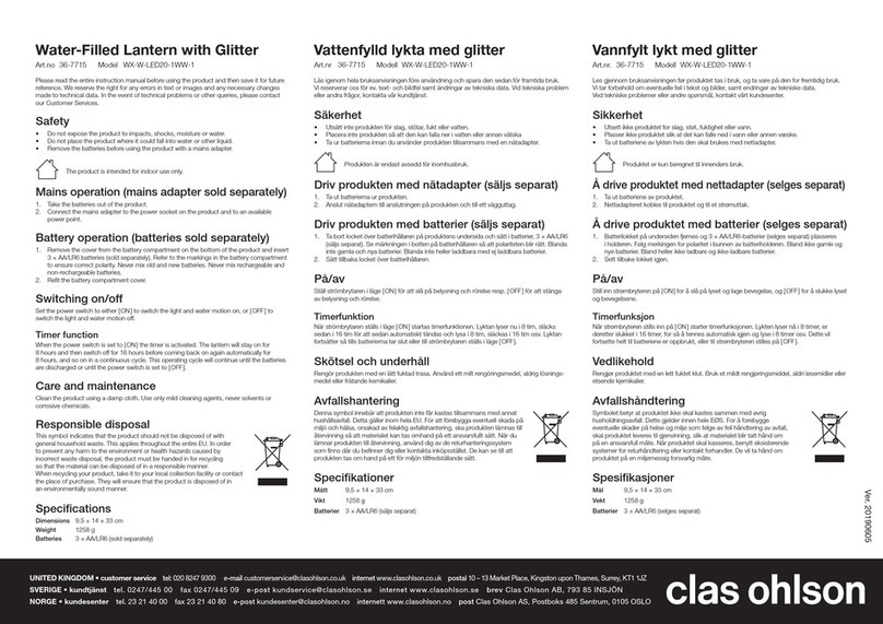 Clas Ohlson WX-W-LED20-1WW-1 quick start guide