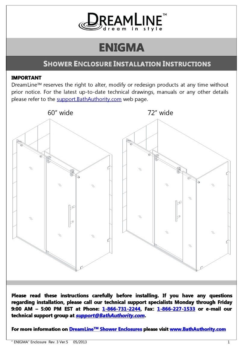 Dreamline ENIGMA 60" wide installation instructions Dreamline ENIGMA 60" wide installation instructions