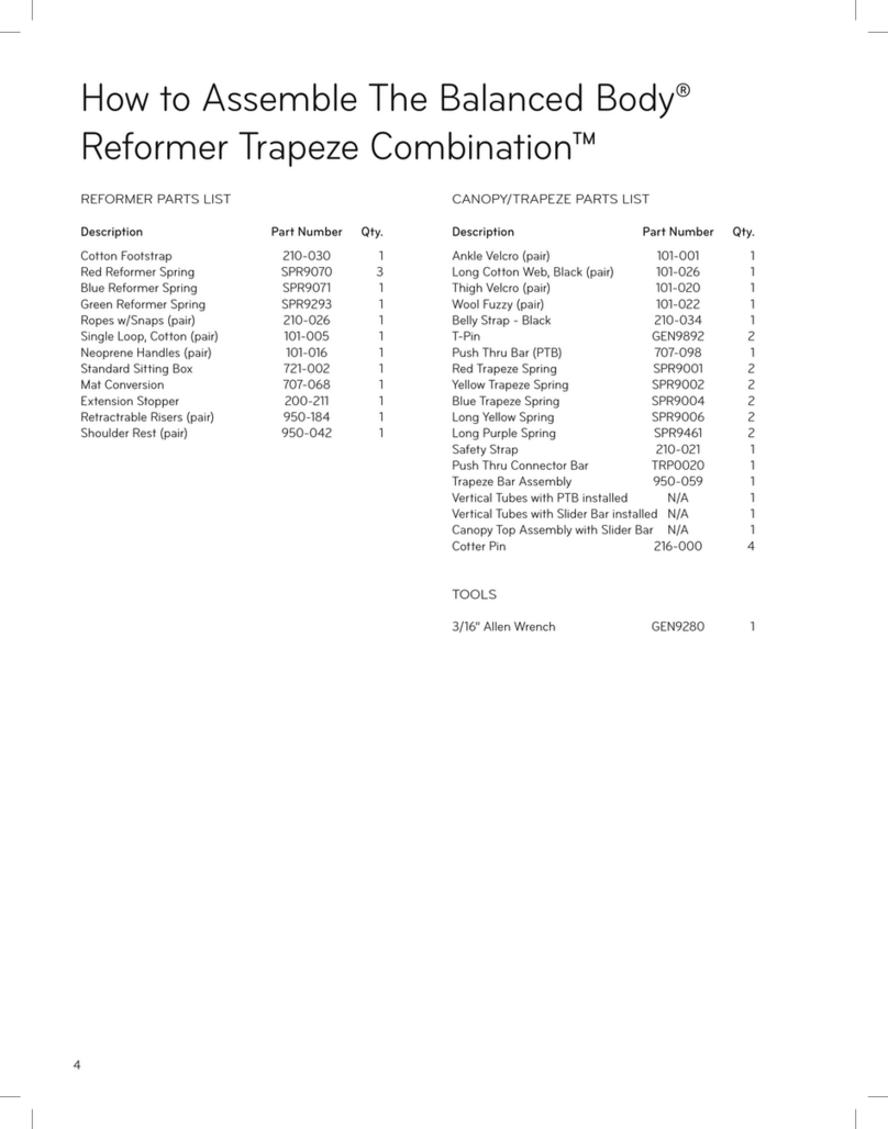Balanced Body Reformer Trapeze Combination Administrator Guide Balanced Body Reformer Trapeze Combination Administrator Guide