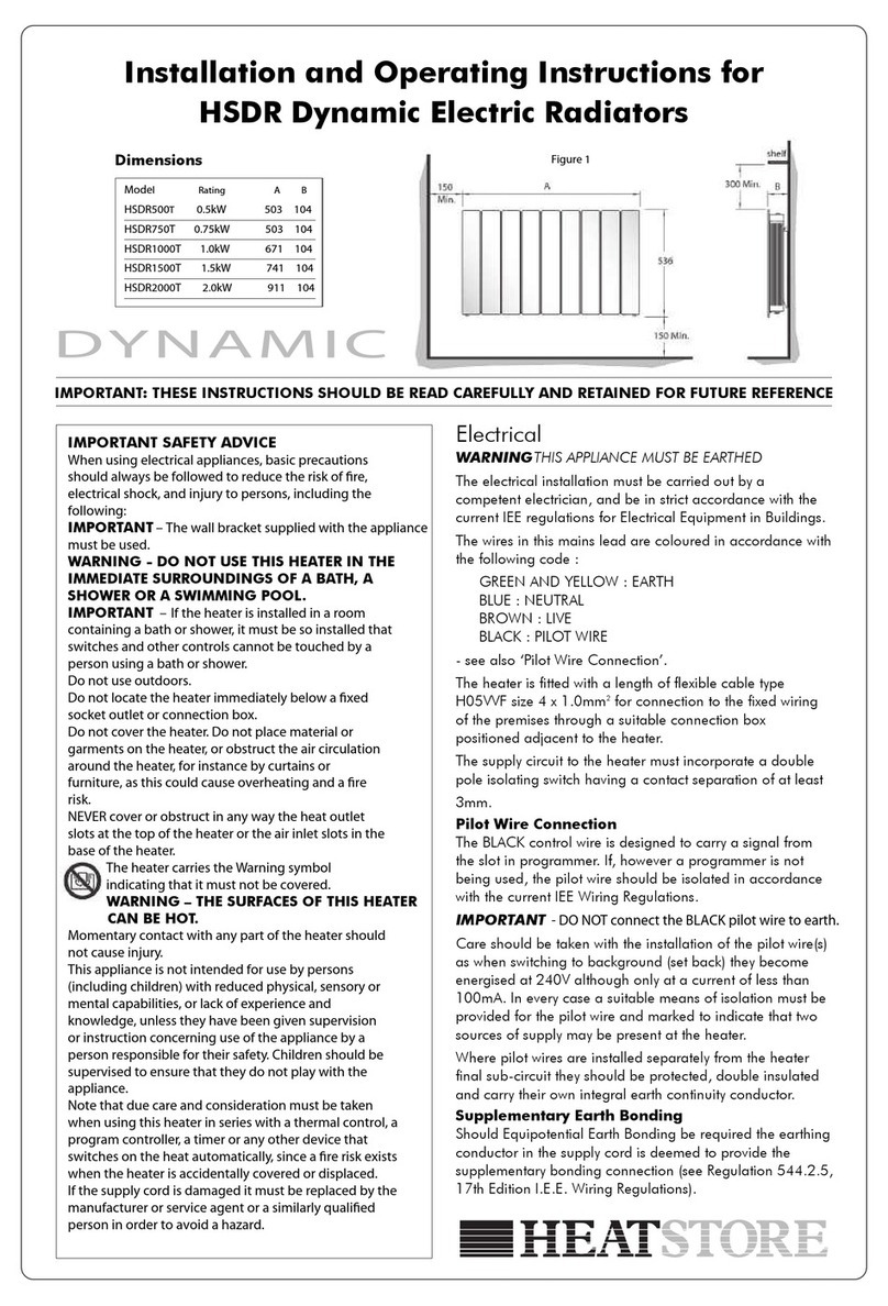 Heatstore DYNAMIC HSDR500T Installation and operating instructions for manual and remote control options Heatstore DYNAMIC HSDR500T Installation and operating instructions for manual and remote control options