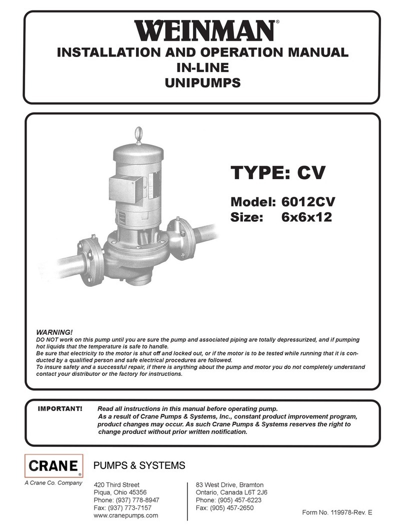 Crane WEINMAN 6012CV User manual