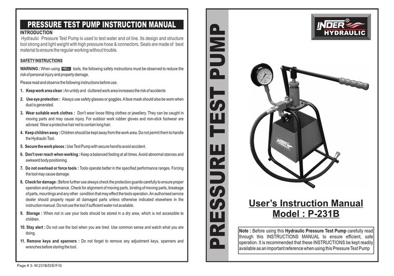 Inder Hydraulic P-231B User instruction manual