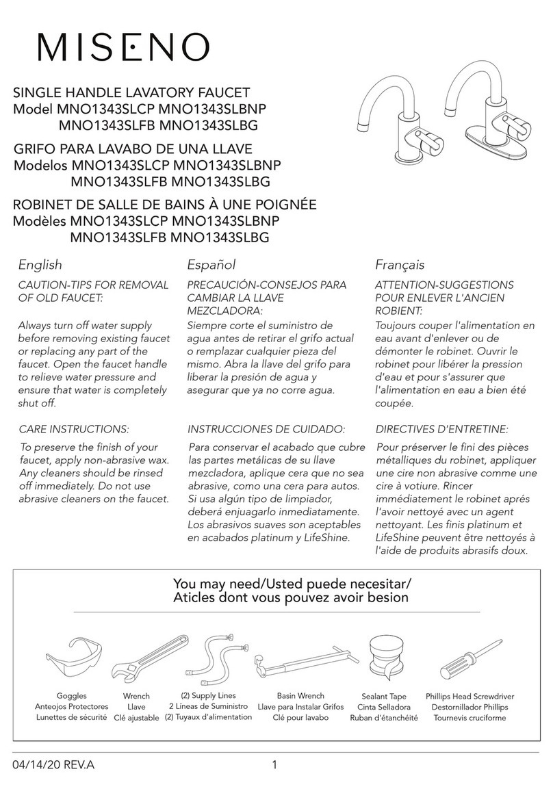miseno Mia MNO1343SLCP quick start guide