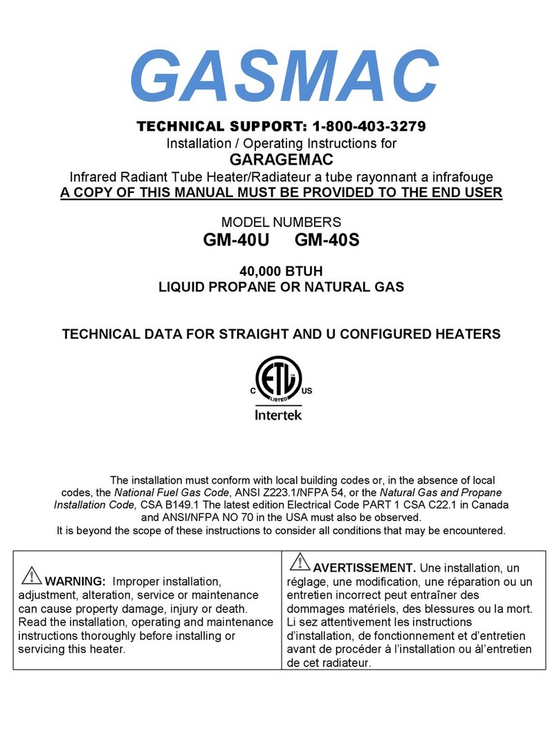 Gasmac GARAGEMAC GM-40U Installation & operating instructions