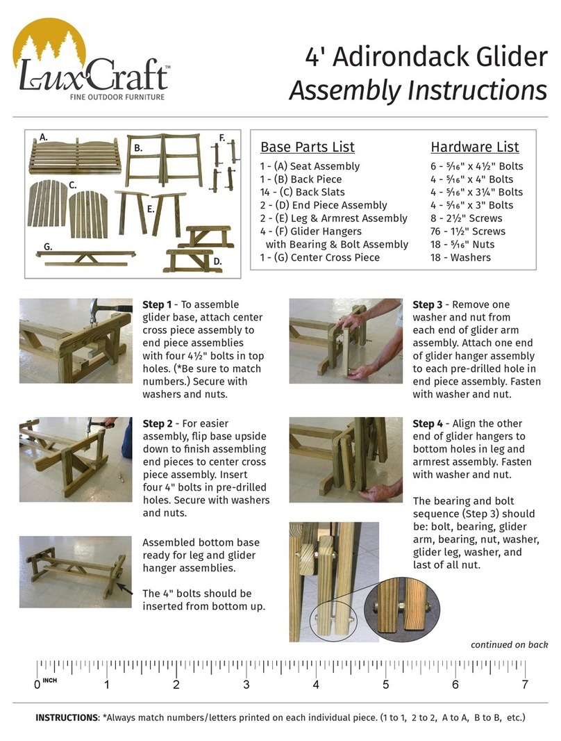 LuxCraft 4' Adirondack Glider User manual