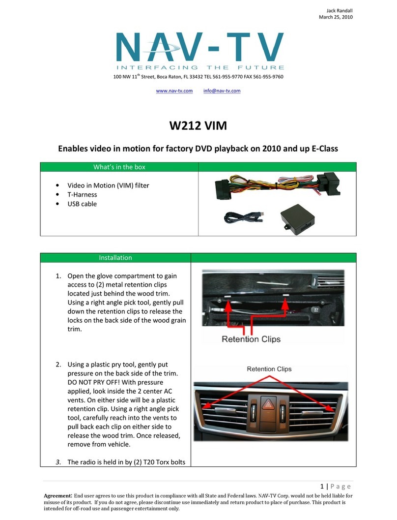 Nav TV W212 VIM quick start guide