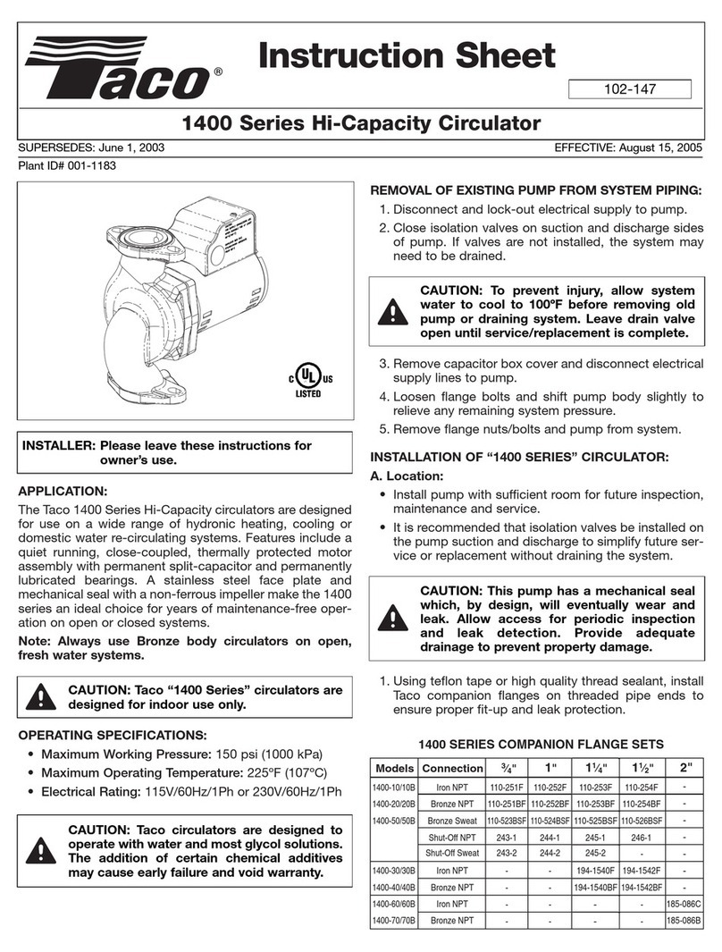 Taco 1400 Series instruction sheet