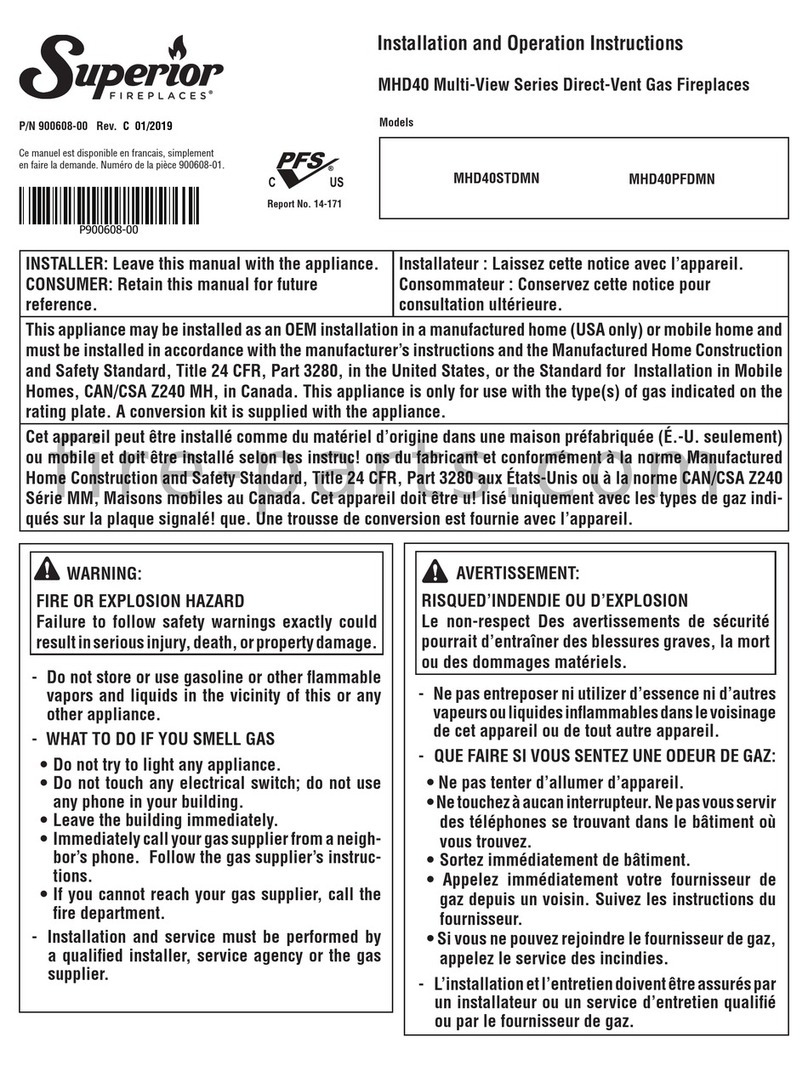 IHP Superior Fireplaces MHD40STDMN Owner's manual