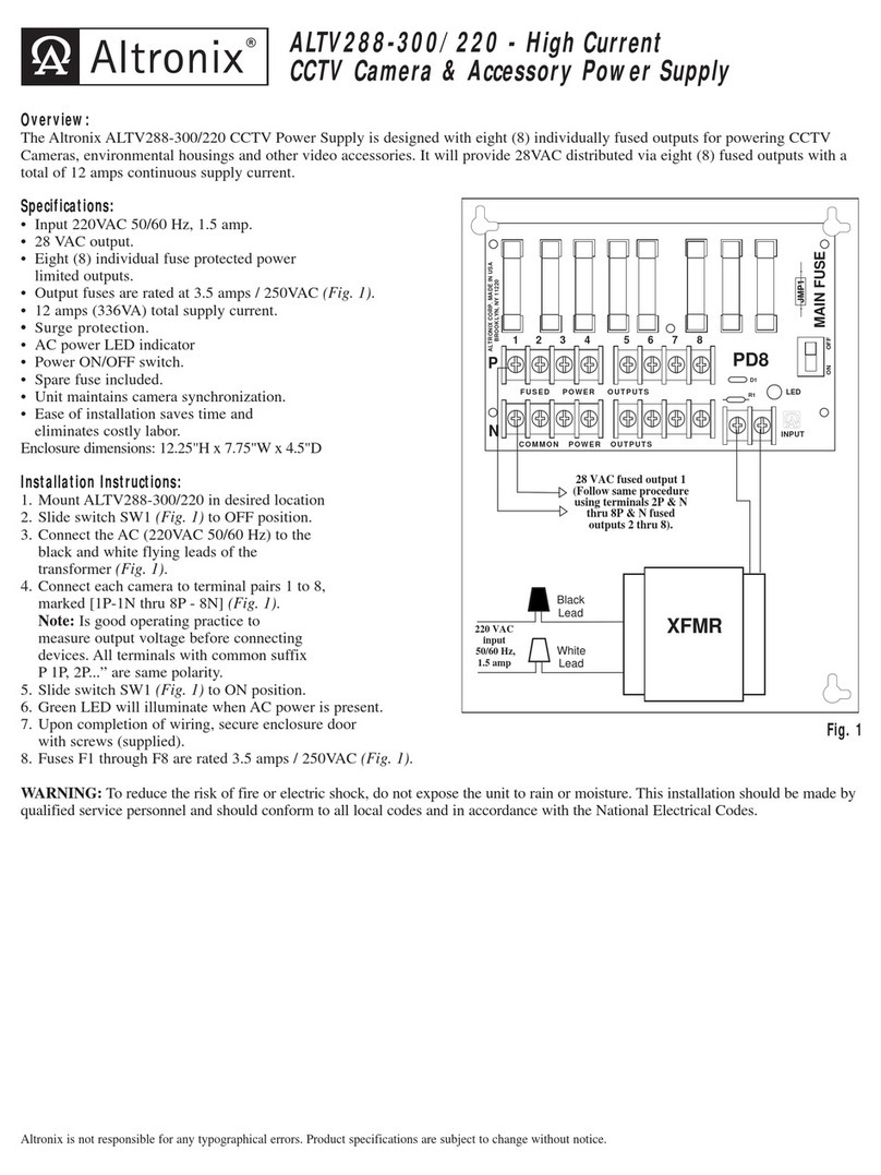 Altronix ALTV288-300/220 User manual