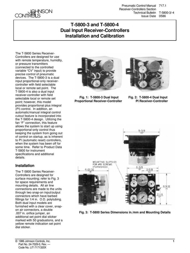 Johnson Controls T-5800 Series Installation and Calibration Johnson Controls T-5800 Series Installation and Calibration
