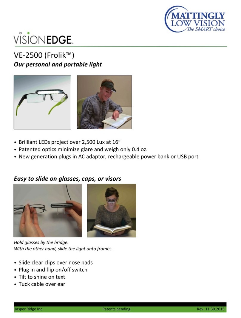 Mattingly Low Vision VisionEdge Frolik VE-2500 quick start guide