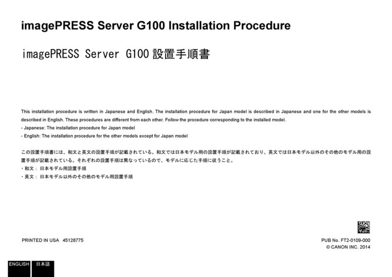 Canon imagePRESS Server G100 Operating and maintenance manual