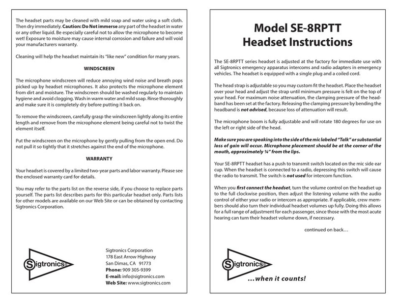 Sigtronics SE-8RPTT instructions