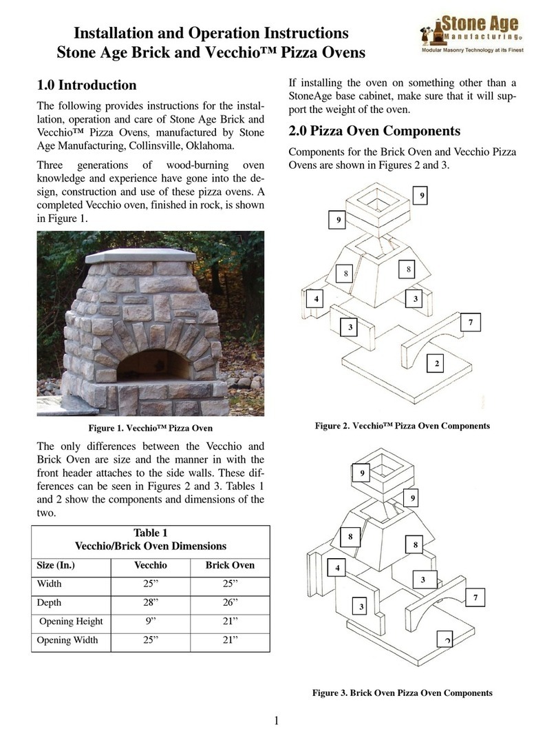 StoneAge Vecchio Pizza Oven SA VPO-34 Installation and operation instructions