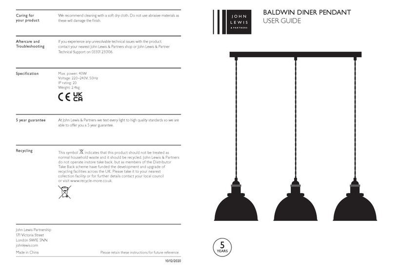 John Lewis BALDWIN DINER PENDANT User manual John Lewis BALDWIN DINER PENDANT User manual