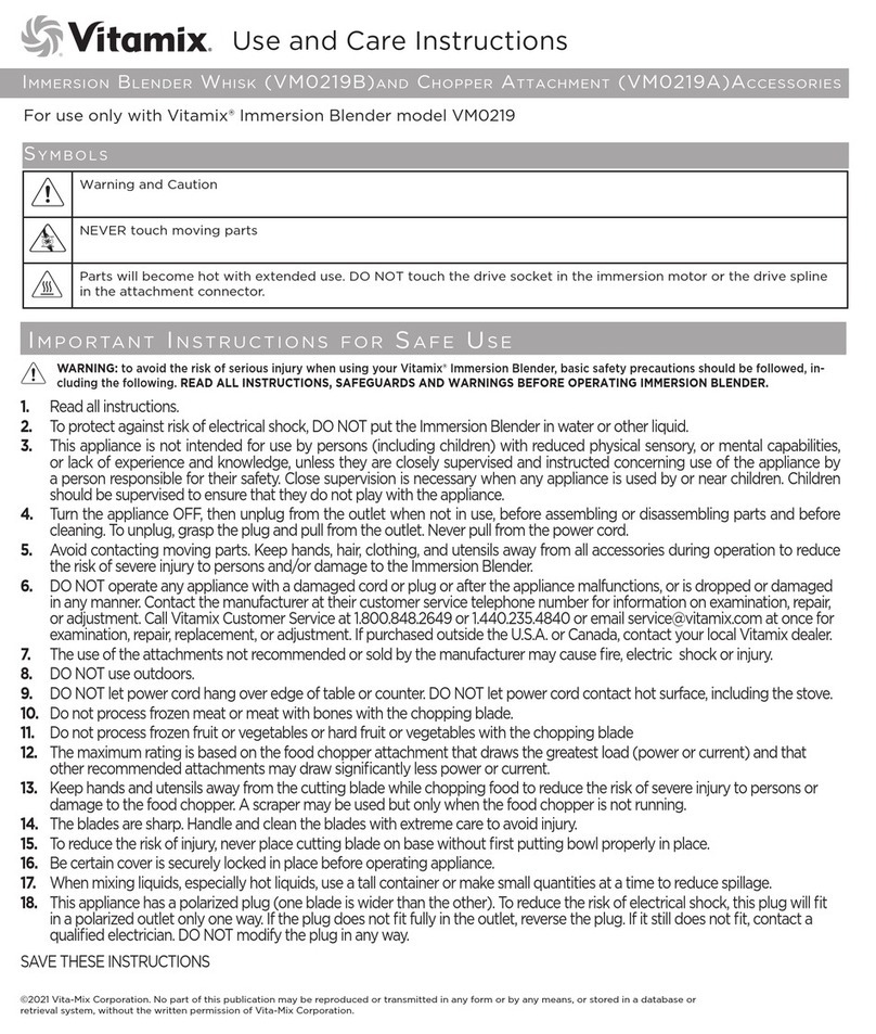 Vitamix VM0219B Use and care instructions Vitamix VM0219B Use and care instructions