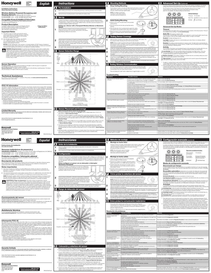 Honeywell CLLRF2OCR2BP User manual