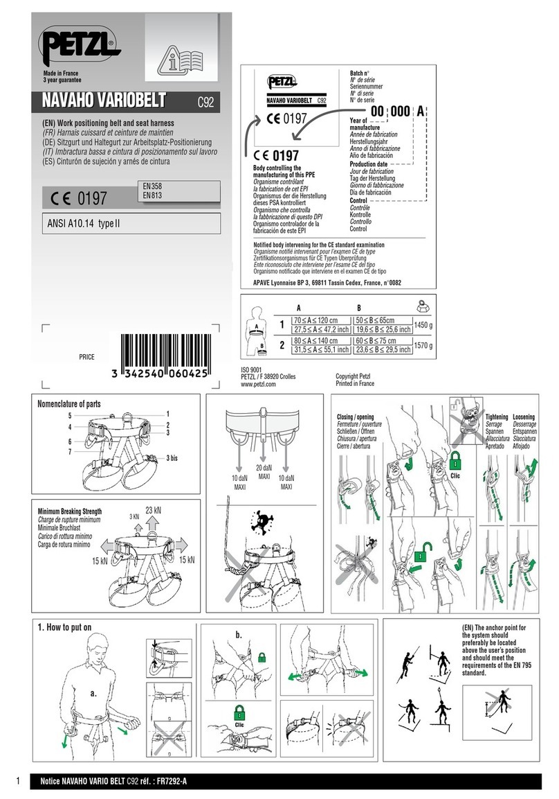 Petzl NAVAHO VABRIOLET quick start guide